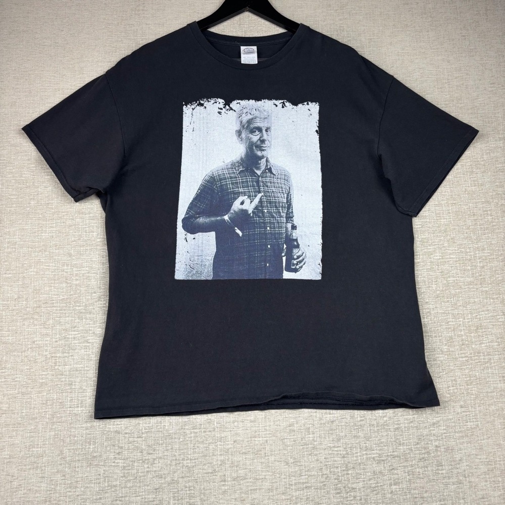 Delta Pro Weight Anthony Bourdain Graphic T-Shirt Mens XL Black Short Sleeve Tee